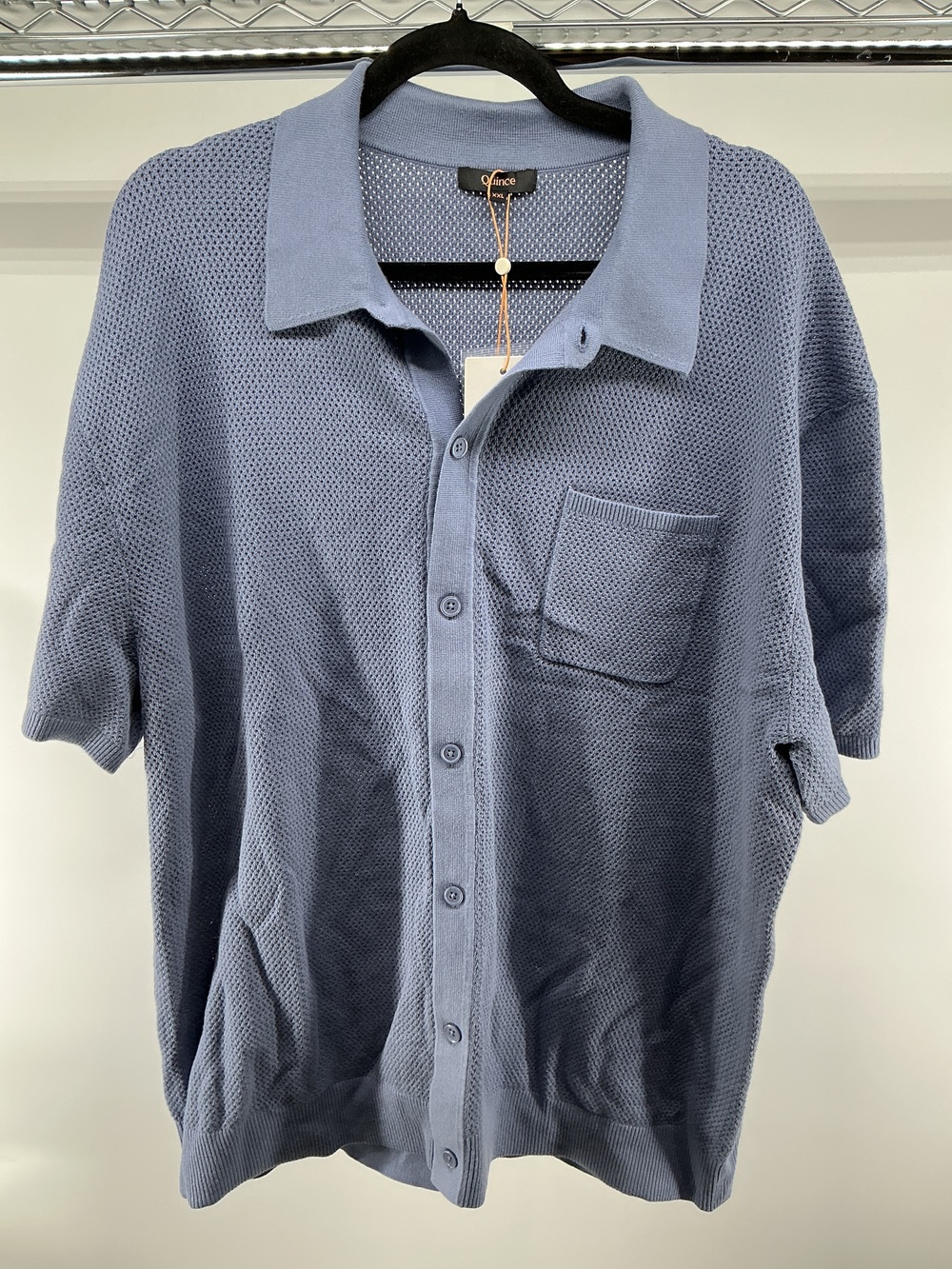 100% Organic Cotton Mesh-Stitch Button-Up Sweater Polo